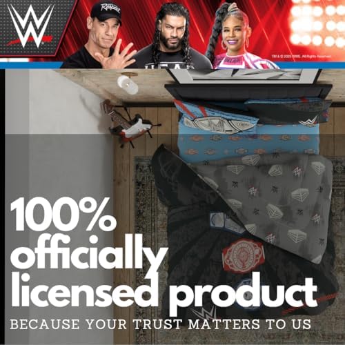 WWE Wrestlemania Bedding Set, Super Soft Microfiber Comforter & Sheet Set, 4-Piece Twin, (Officially Licensed Product) by Franco