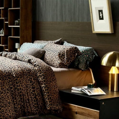 mixinni Animal Cheetah Comforter Set Full 3 Pieces Leopard Print Comforter Sexy Soft Fluffy Brown/Black Floral Printed Pattern Bed Set with 2 Pillowcases for All Season-Full Size