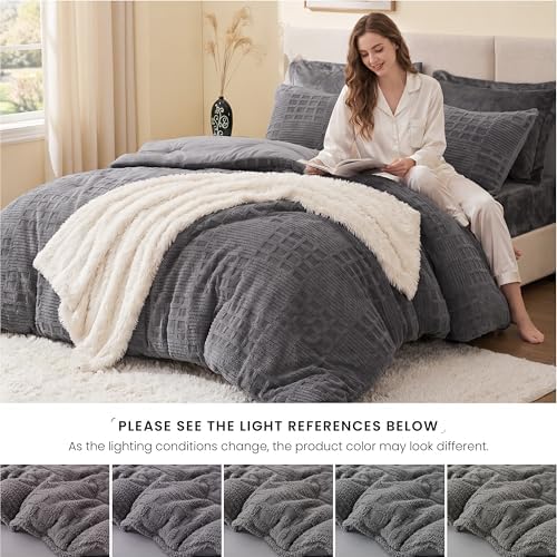 EXQ Home Waffle Comforter Set Twin Size, 2 Pieces Bed Set,Grey