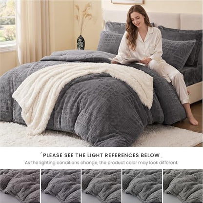 EXQ Home Waffle Comforter Set Twin Size, 2 Pieces Bed Set,Grey