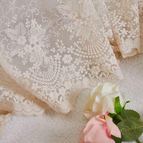 Brandream Cream Lace Bed Skirt Queen 18-Inch Drop Shabby Chic Bedding