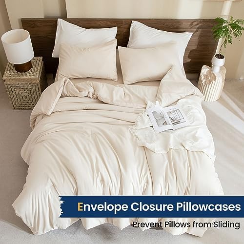 Paxrac Beige Comforter Set Twin/Twin XL Size, Cream 2 Pieces Extra Long Comforter, Lightweight Neutral Bedding Set, All Seasons Soft Breathable Comforter Set (68x90In Comforter & 1 Pillowcase)