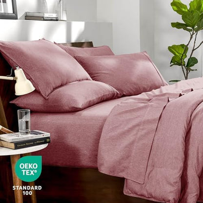 Bare Home Bed-in-A-Bag 7 Piece Set (Queen, Heathered Rosewood)