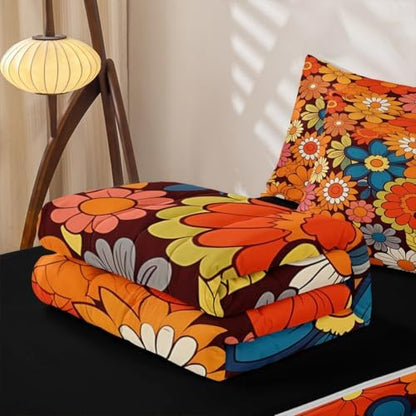 Feelyou Floral Groovy Hippie Comforter Set Twin Size Kids Boys Girls