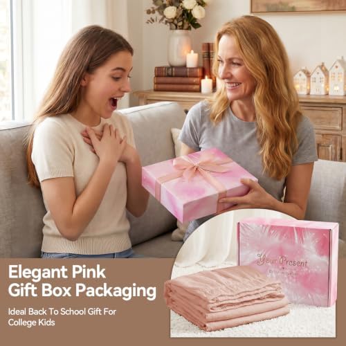 College Dorm Bed Skirt Twin XL 32 Inch Drop, Blush Pink Elastic Bedskirt