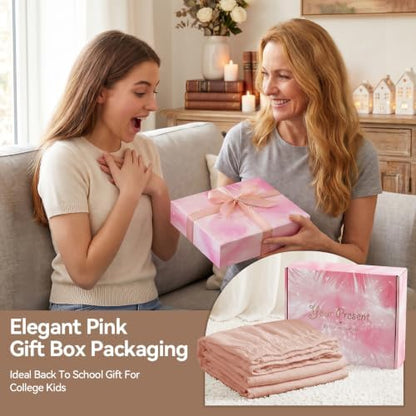 College Dorm Bed Skirt Twin XL 32 Inch Drop, Blush Pink Elastic Bedskirt