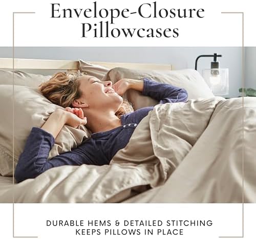Bamboo Bay 6 Piece California King Size Sheet Set, 100% Viscose Made from Bamboo, Breathable, Ultra Soft Cooling Bed Sheets for Hot Sleepers, Beddings with Deep Pockets Fit 16" Mattress, Sand Beige