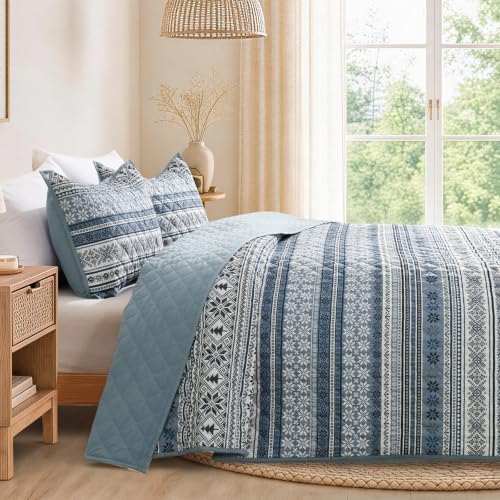 WRENSONGE Boho King Quilt-Bohemian Quilts King Size Quilt Bedding Set
