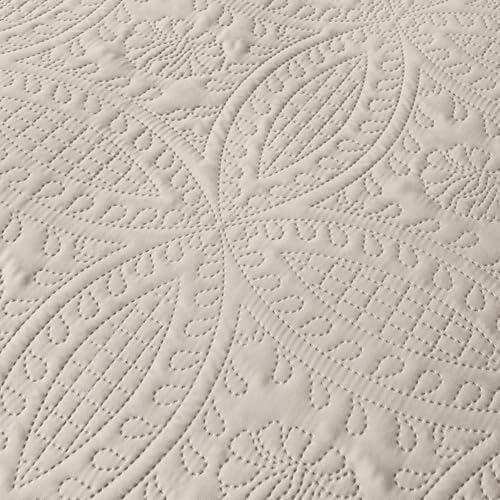 akkialla Taupe Twin Quilt Set, Ultrasonic Lightweight Bedspread Coverlet for Modern Minimalist Bedroom, Soft Microfiber Coin Pattern Bedding, 2-Piece (1 Quilt, 1 Pillow Sham)