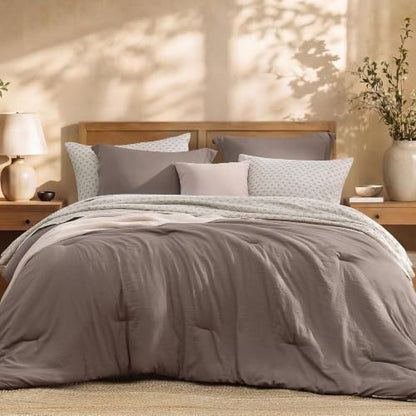 Full Comforter Set with Sheets-7 Pieces Soft Recycled Bed in a Bag Bedding