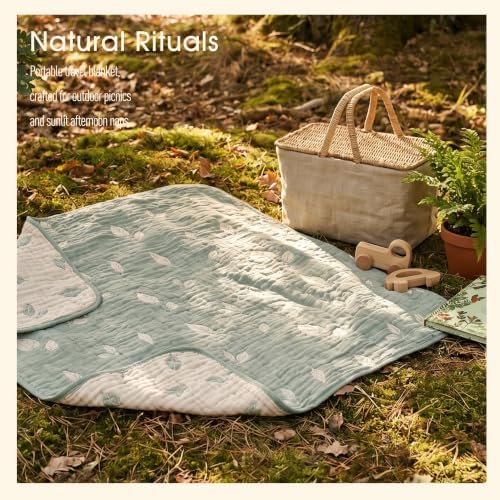 Botanical Muslin Baby Blanket, Organic Cotton Blend (Sage Leaf)