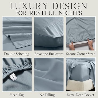 KARISSA MAE Luxury Bamboo Viscose Cal King Size Sheet Set