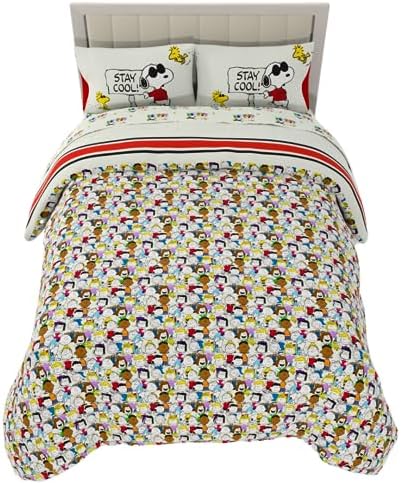 Franco Peanuts & Snoopy Classic Pals Super Soft Comforter and Sheet Set, 5 Piece Queen Size, (Official Licensed Product) Collectibles