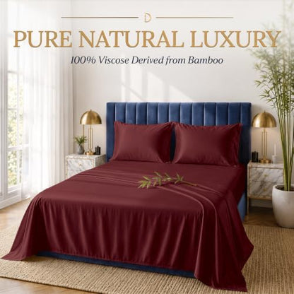 DECOLURE 100% Viscose Derived from Bamboo Sheets King Size | 4 Pc Bed Set