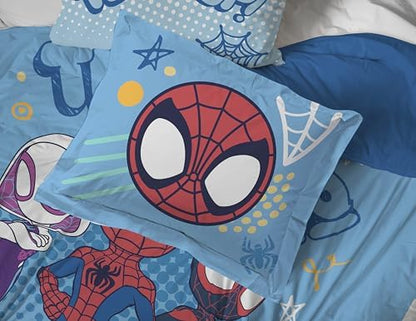 Marvel Spidey and Friends Twin Comforter Set 5 Piece Kids Bedding, Blue