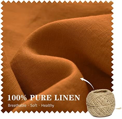 Simple&Opulence 100% Linen Lumbar Pillow Cover 12 x 20 Inches Set of 2 Rectangular Decorative Throw Cushion Cover for Couch Sofa Bed Living Room Office Soft Breathable Farmhouse - Rust