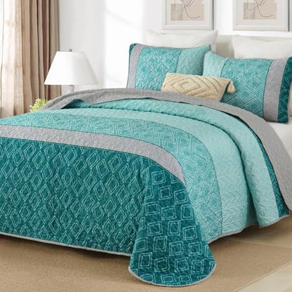 Cottolester Twin Quilt Set for Dorm Bedding, 2 Pieces Striped Bedspread