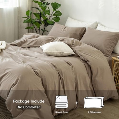MooMee Duvet Cover Set 100% Washed Cotton Linen Like Super King