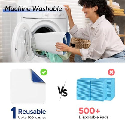 WhyWorry Washable Bed Pads for Adult Incontinence, 34"x36", White, 4 Count