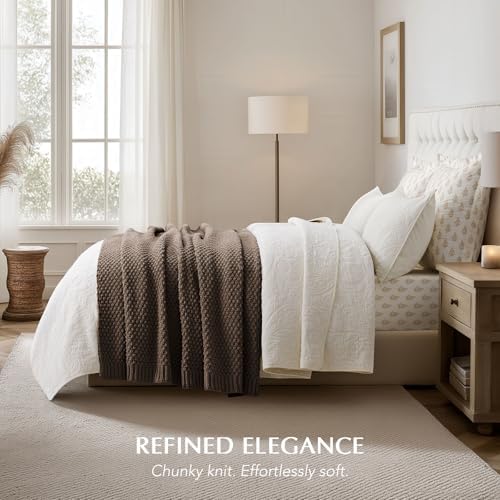 EVERGRACEHOME Chunky Chenille Knit Throw Blanket, 50 x 60, Cocoa Brown