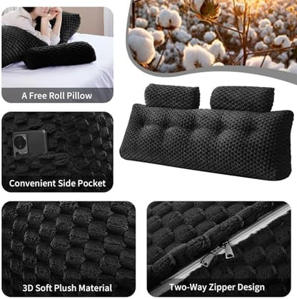 EUHAMS Headboard Pillow Full with Neck Roll, Triangular Backrest Pillow