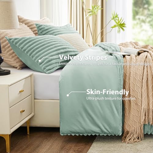 EXQ Home Fluffy Comforter Set Twin Size,2 Pieces Bed Set,Sage Green