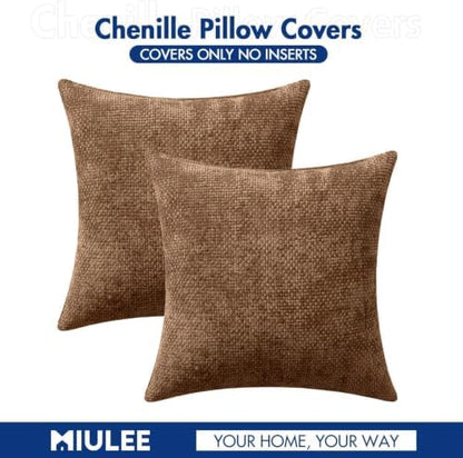 MIULEE Decorative Golden Brown Euro Sham Pillow Covers 24x24 Inch 2 Pack