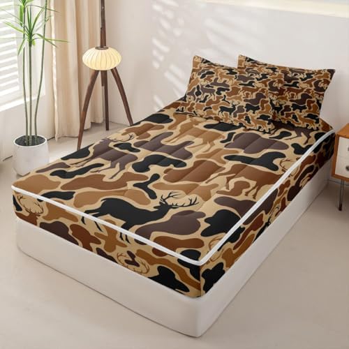 Feelyou Camo Deer Hunting Comforter Set Full Size Girls Boys Bed in a Bag