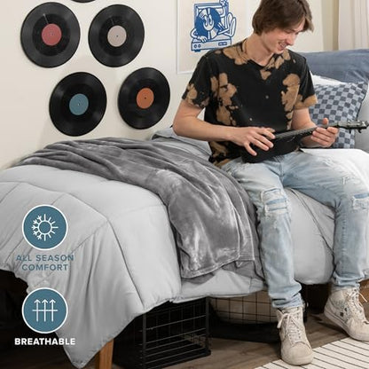 Bare Home Comforter Set - 1800 Ultra Soft (Twin/Twin XL, Cloud Grey)