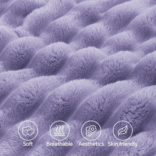 BEDELITE Fluffy Striped Body Pillow Cover with Zipper, Lavender, 20x54