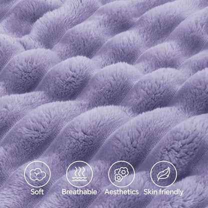 BEDELITE Fluffy Striped Body Pillow Cover with Zipper, Lavender, 20x54