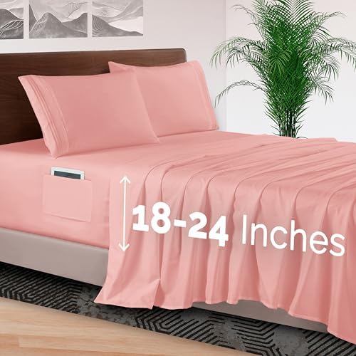 Elegant Comfort 4-Piece Bed Sheet Set - Luxury Bedding 1500 Premium Hotel Quality Microfiber, All Around Elastic 18-24 Inches Deep Fitted Sheet- Extra Deep Pocket Sheets, Full, Violet