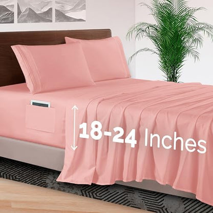 Elegant Comfort 4-Piece Bed Sheet Set - Luxury Bedding 1500 Premium Hotel Quality Microfiber, All Around Elastic 18-24 Inches Deep Fitted Sheet- Extra Deep Pocket Sheets, Full, Violet