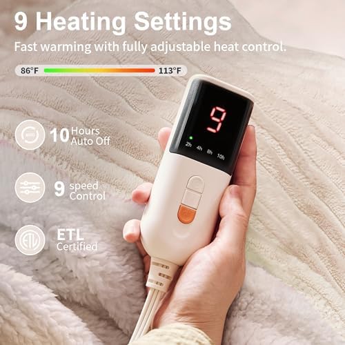 Texciting Heated Blanket Twin Size,Electric Blanket,ETL Certified,Beige
