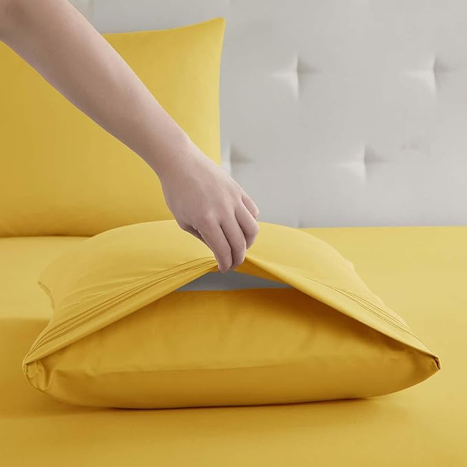 Clara Clark Twin Sheets, 5 Piece Set - Hotel Luxury Sheets for Twin Size Bed, Super Soft Bedding Set, Twin Size, Yellow