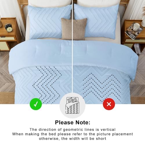 Andency Light Blue Comforter Set King Size, 3 Pieces Soft Bedding Set