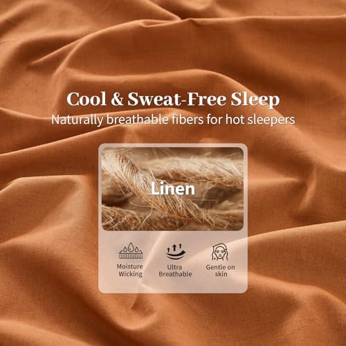 MEISHANG 100% French Linen Sheets California King,6 Pcs,18-24" Deep Pocket