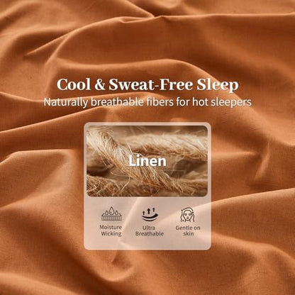MEISHANG 100% French Linen Sheets California King,6 Pcs,18-24" Deep Pocket