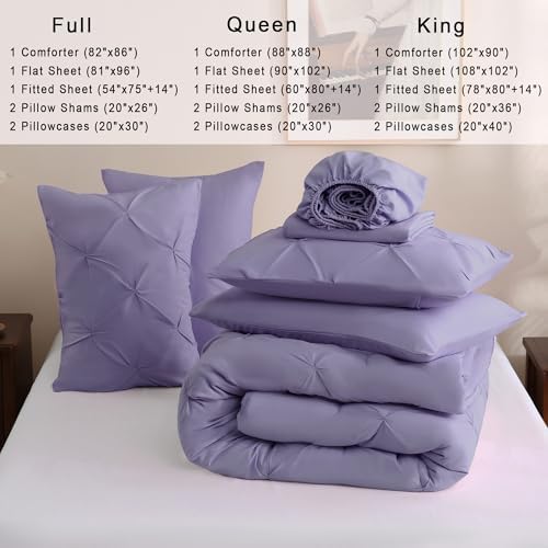 DOWNCOOL Full Size Comforter Sets, 7 Pieces Lavender Purple Bed in a Bag