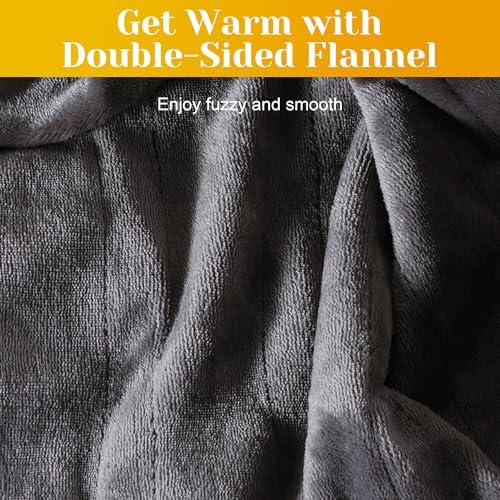 RoyalCraft Heated Blanket 50" x 60", Fast Heating Thorw with 10 Heating Levels & 0.5-12 Hour Auto-Off, ETL Certified, Machine Washable, 5 Year Warranty, Grey
