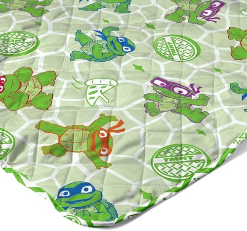 Northwest Nickelodeon Teenage Mutant Ninja Turtles Pizza Party Quilted Throw Blanket, Comfy Throw, Adults Boys Girls, Soft Lightweight Bedding for Bed, or Couch, 60 x 80 inches