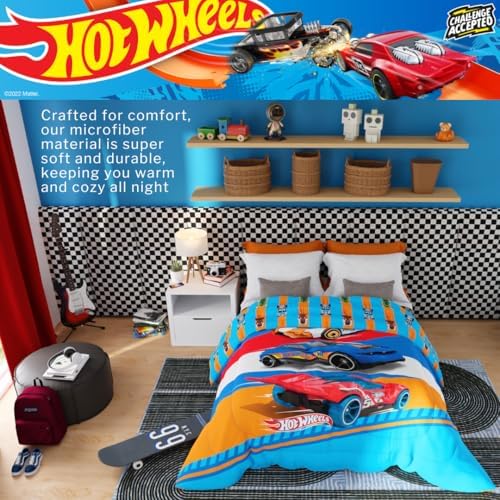 Franco Kids Bedding Super Soft Microfiber Reversible Comforter, Twin/Full, Hot Wheels