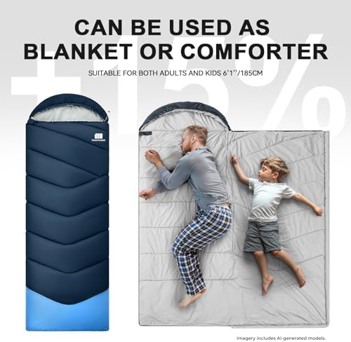 Sleeping Bags for Adults Teens, 4 Season Camping Sleeping Bag Waterproof,Machine Washable Backpacking Gear for Cool Weather,Outdoor Tent Hiking Hunting,with Compression Sack,86.6x31.5