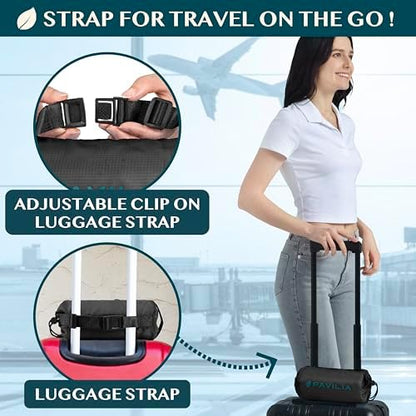 PAVILIA Travel Blanket Airplane Compact with Bag Lightweight, Black