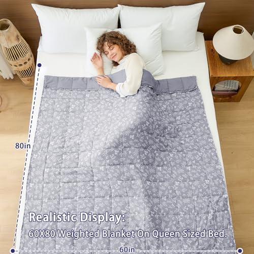 yescool Weighted Blanket for Adults 25lbs Queen Size, 60" x 80", Dove Grey