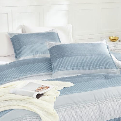 Litanika Full Comforter Set - 3 Pieces Stripe Bedding Comforter Sets