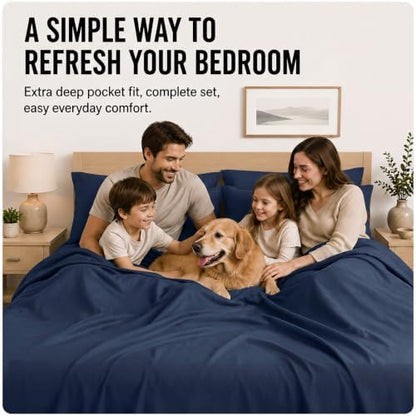 CozyLux Full Sheet Set 6-Piece, 21-Inch Deep Pocket, Soft Brushed Feel