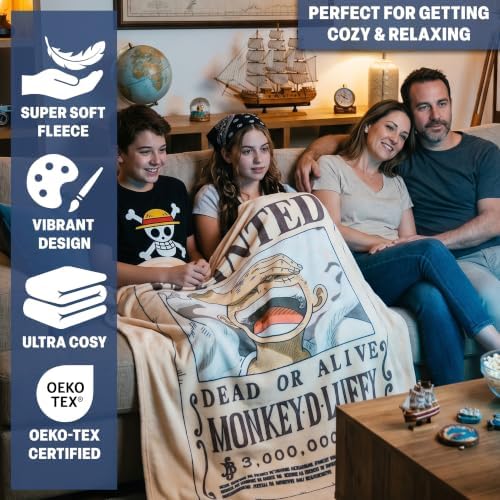 Get Trend One Piece Anime Fleece Throw Blanket for Boys, Teens, 51 x 59 in