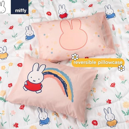 Miffy Bedding 5 Piece Super Soft Cozy Reversible Comforter and Sheet Set with Sham, Twin, (Officially Licensed Product) by Franco