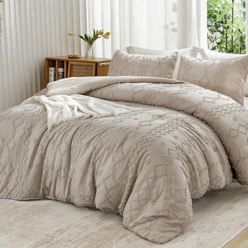 Andency Twin Comforter Khaki, 2 Pieces Tufted Geometric Bedding